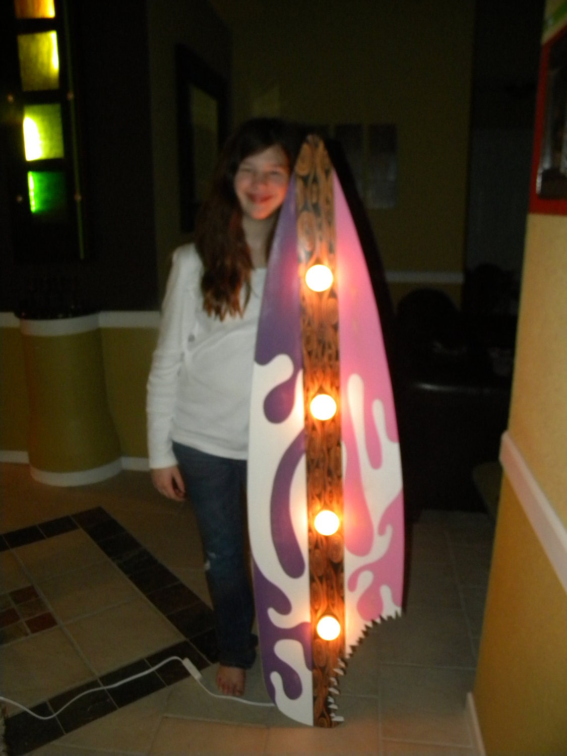 Girls lighted Surf Board Wall Art