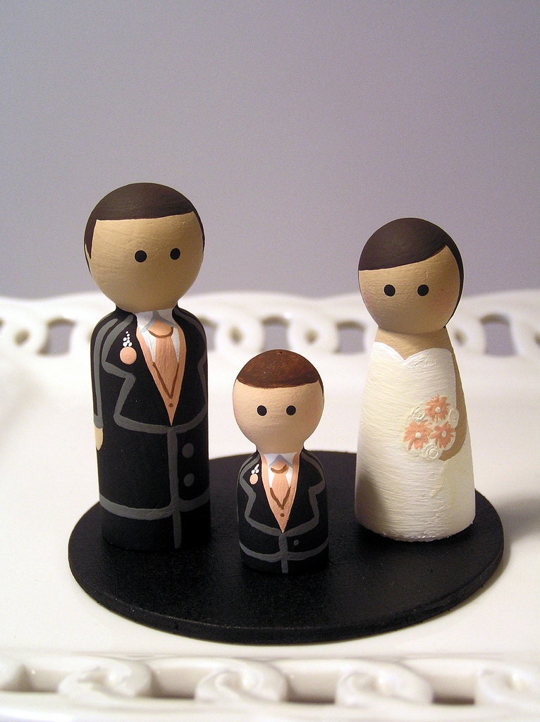 Cake Cuties Custom Wedding Cake Toppers plus one Kid Cutie