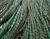 Superwash Merino 3 ply Handspun Yarn Green Mocha Aqua
