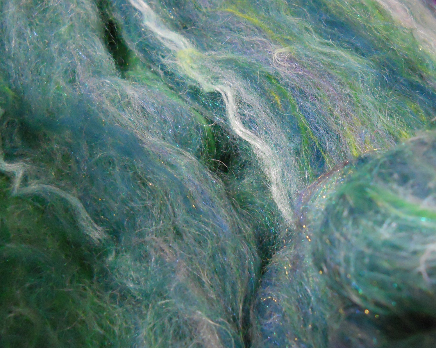 Jungle Mix Green Spinning Fiber Batts 6oz