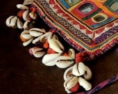 Handmade KUTCHIAN fabric Purse / Pouch with embroidery / Cowrie Shells and Mirrors
