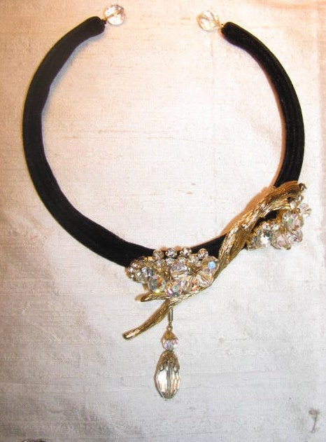 Floral Flower Brand Crystal Rhinestone Bib Statement Vintage Costume Jewelry Necklace Ocean Dream Necklace
