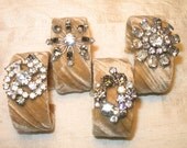 Rhinestone Antique Velvet Floral Flower Vintage Costume Jewelry Champagne Wishes Bridesmaid Cuff Bracelet (Example)
