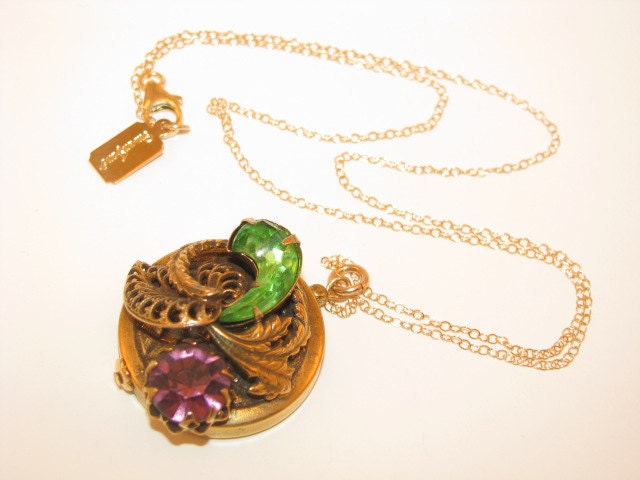 Vintage Costume Jewelry Victorian Slide Charm Necklace "Absinthe"