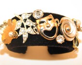 Comedy Tragedy Vintage Costume Jewelry Bracelet Opening Night Cuff Bracelet