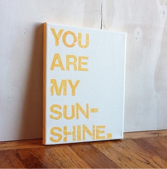 8X10 Canvas Sign - You Are My Sunshine, Typography Word Art, Decoration, Gift