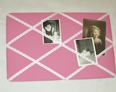 17 X 11 Baby Girl French Memo Board with Baby Feet Print Ribbon