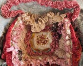 Weekender Carpetbag Vintage velvets Pink roses Large Oversized purse