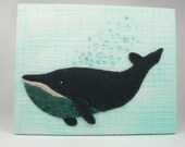 Whale - Hand Embroidered Textile Art on Canvas