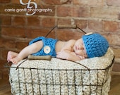 Blue Diaper Cover and Beanie with Wooden Buttons/ you choose size and color / DaddyMackHats