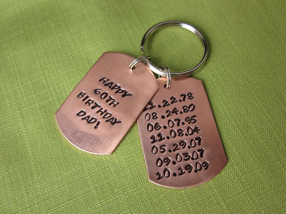 Double "Save the Dates" Keychain in Copper, Personalized & Hand Stamped