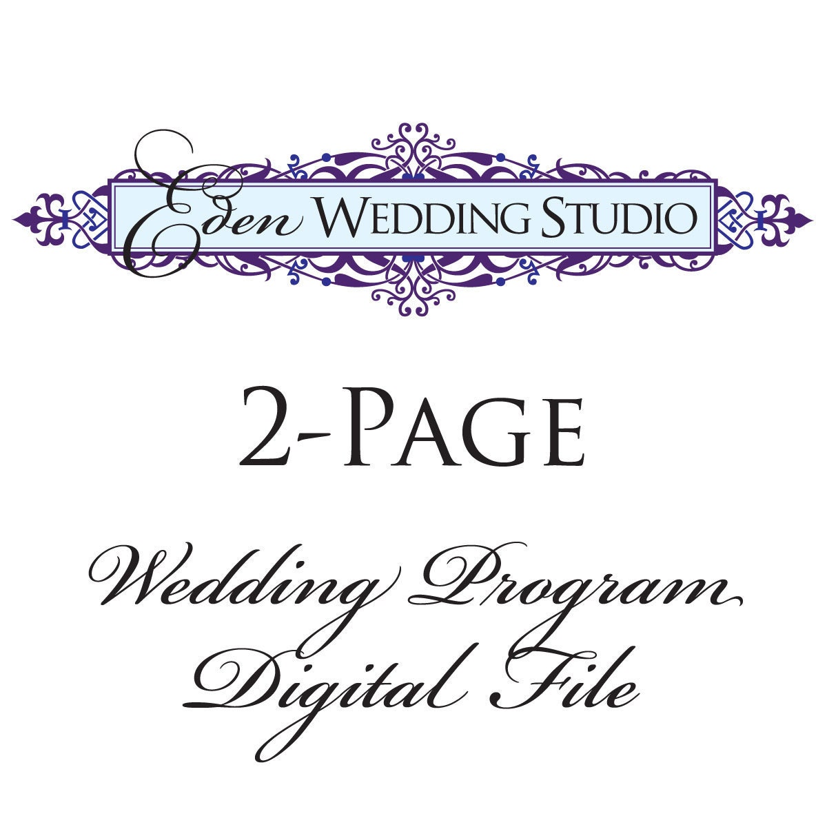 Digital File for a 2-Page Wedding Program - Any Eden Wedding Studio Design