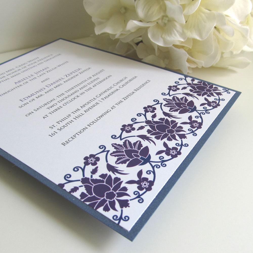 Printable Vintage Wedding Invitations Art Nouveau Floral Digital Files for Self-Print