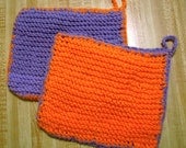 Orange and Purple Square Hot Mits (set of 2)