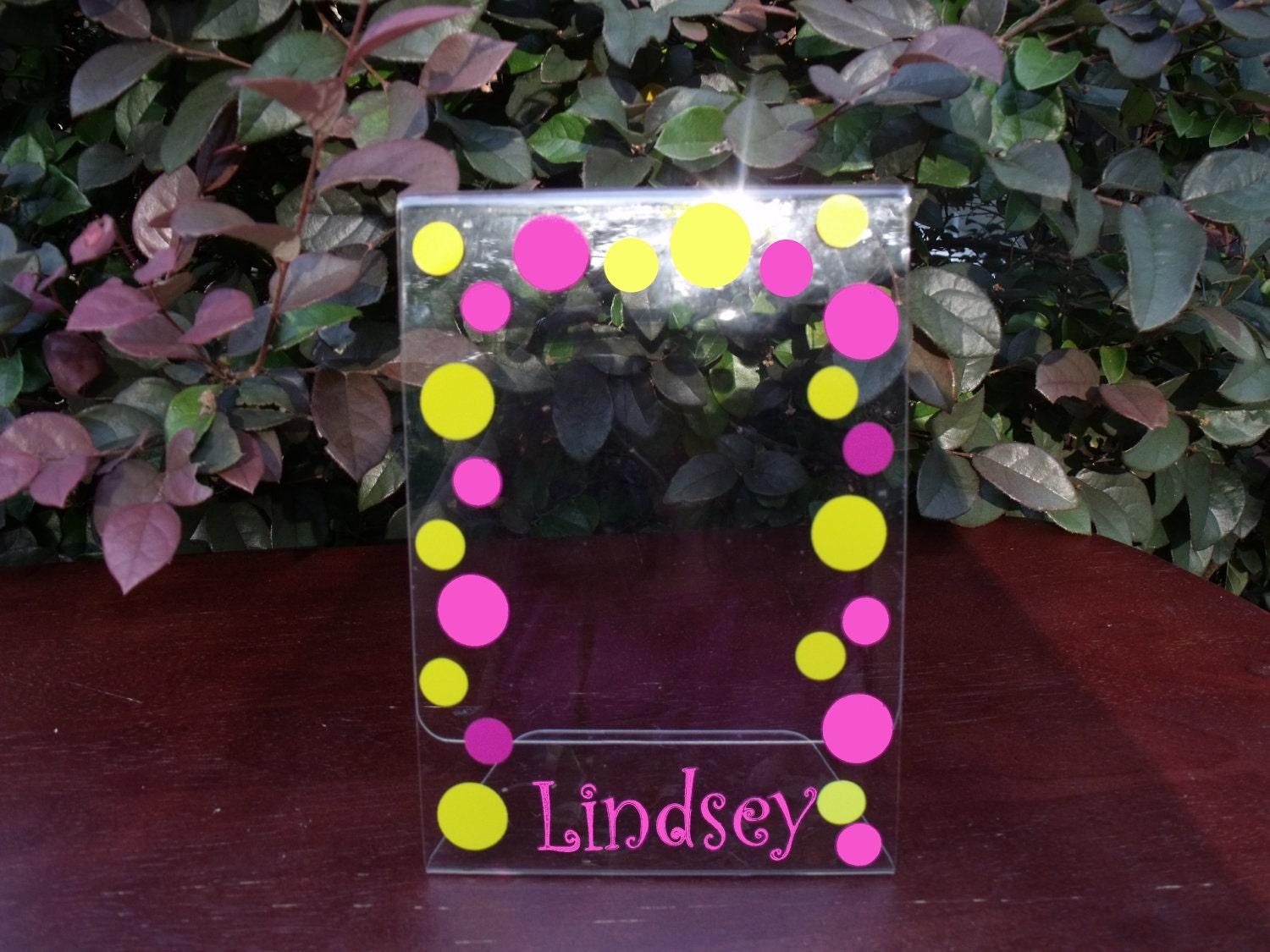 Personalized Polka Dot Acrylic Photo Frame 5 X 7n