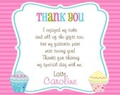 Cupcake Theme (pink, blue, green, plaid, stripe polka dot) Girl DIY Printable Party Thank You Cards