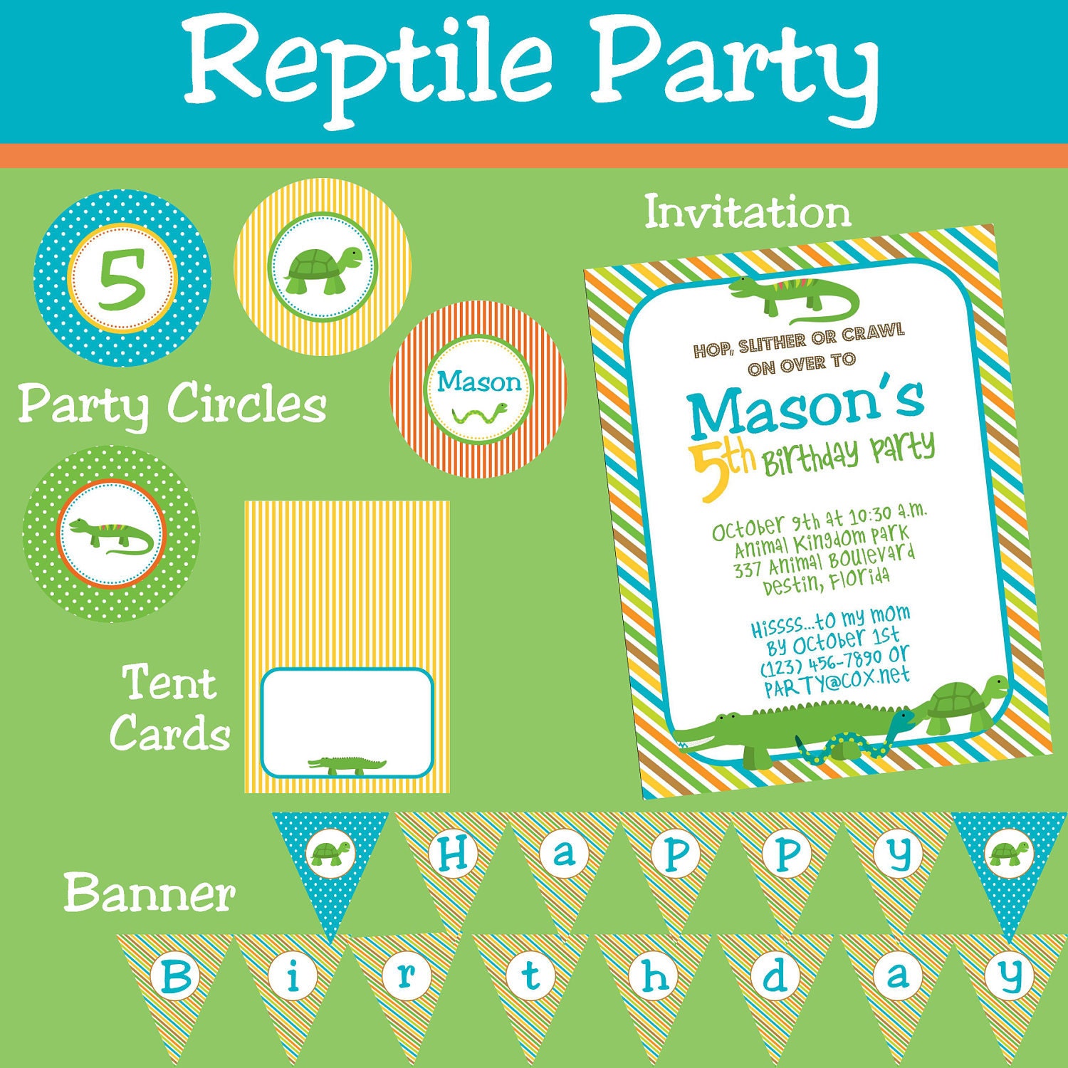 Reptile (Snake, Lizard, Alligator) Party Package - Boy - DIY Printable Il_170x135