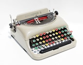RARE Remington Rand 5 Antique Typewriter with Colored Keys in Original Case
