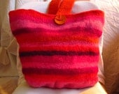 Felted Bag: Sunset in Bimini. Crimson pink colors make this large felted gypsy bag glow