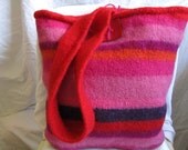Felted Bag: Sunrise in Anguila. Striking reds and pinks make this extra large felted gypsy bag brilliant