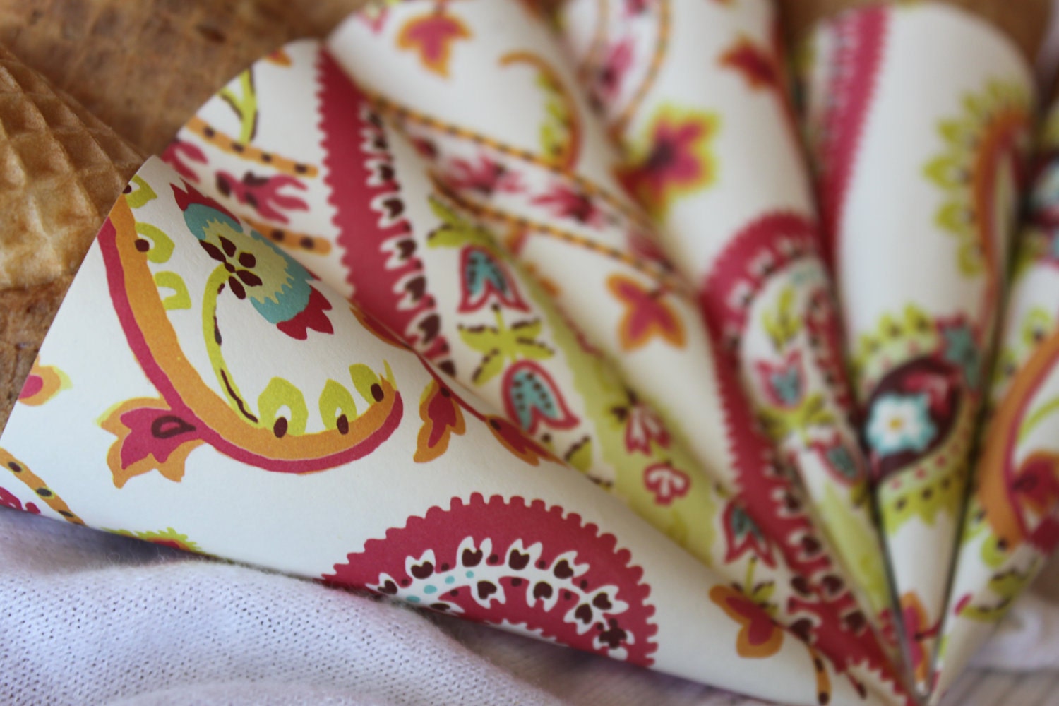 Pink Paisley Sugar Cone Wrappers (set of 12)