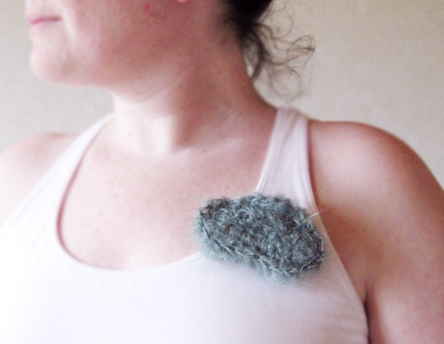 Romantic Cloud Brooch Hairclip Moss Green Mohair Wool Winter Spring freeshippingfrance team trade on