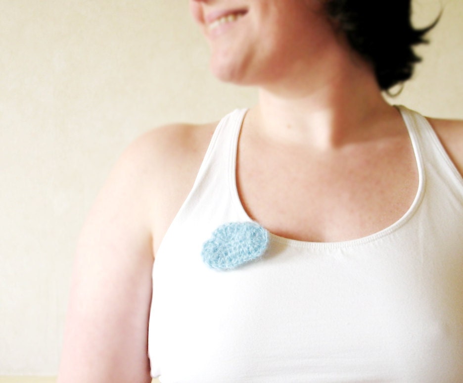 Mohair Cloud Brooch Knit Turquoise Blue Small Petite Pastel Simple freeshippingfrance team trade on