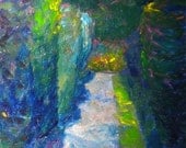 Topiary Path original landscape painting plein air acrylic painting