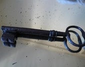 Antique skeleton key, french, metal, heavy, iron, supplies, mixed media, steampunk jewelry, antique,  altered art, French