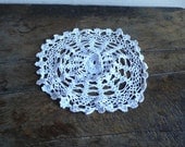 Vintage doily, flower, handmade, french, crochet, white,table runner,rectangle,vintage french lace and pieces by ancienesthetique on etsy