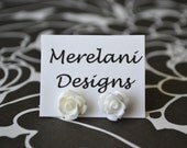 White Roses . Studs . Earrings . Rose Studs Collection