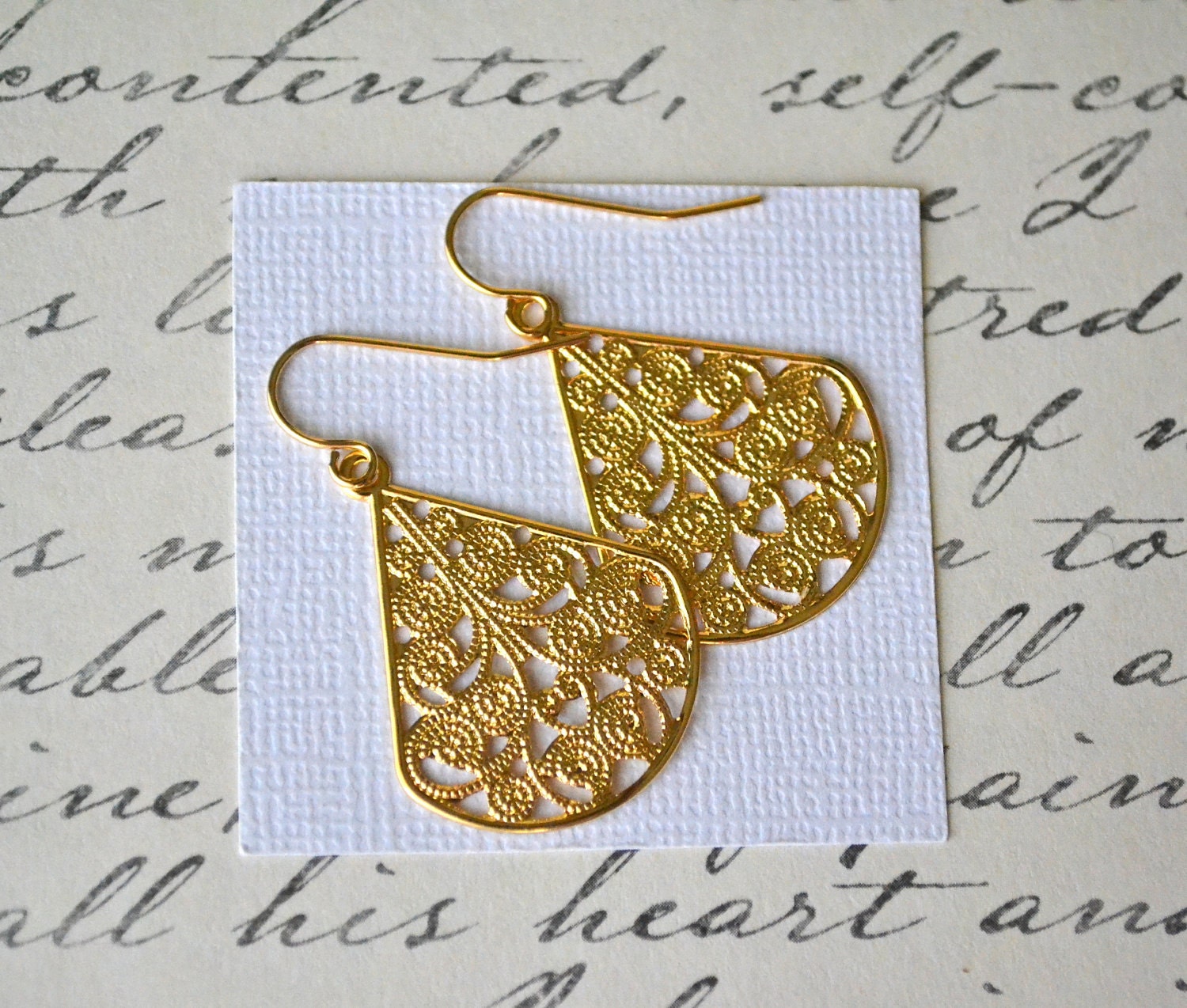 Gold Filigree Teardrops . Earrings . Adele Collection