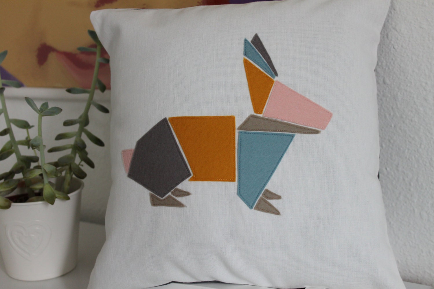 Blue Rabbit Pillow 14 x 14
