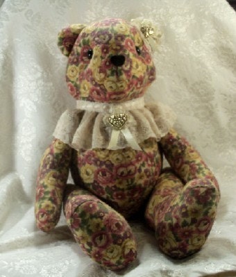 Artist Teddy Bear, Stuffed Animal, Fabric Bear, Stuffed Bear, 18 inch