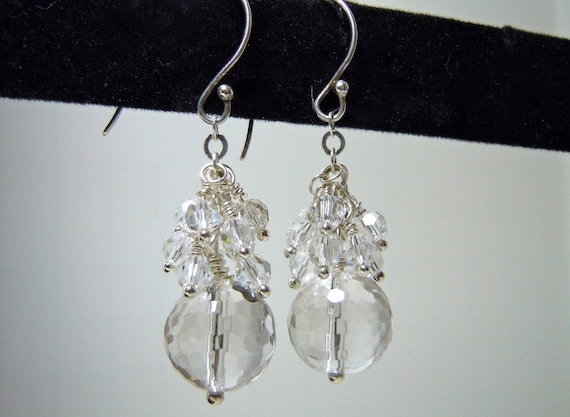 Quartz Crystal Earrings, Dangle Earrings, Bridal Jewelry, Gemstone Cluster Earrings