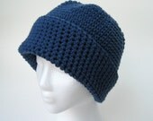 Crocheted Beanie Woman's Teens Blue Hat Soft Stretchy Hypoallergenic- "My Boyfriend's" Line