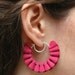 Fuchsia Ruffle Hoop Earrings in Sterling Silver