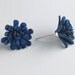 Cobalt Fabric Flower Post Earrings in Sterling Silver, sz Small