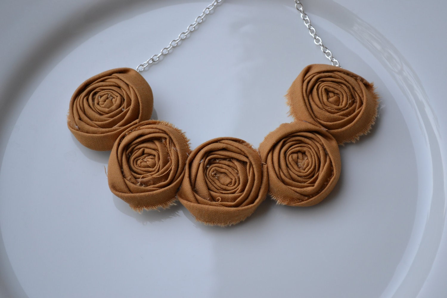 Mustard Yellow rolled rosette necklace