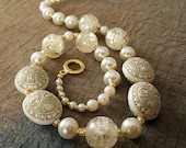 Modern Vintage Ivory and Gold Necklace