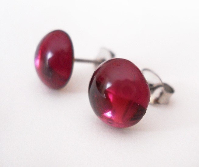 Amethyst Glass Stud Earrings