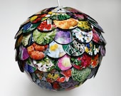 Artichoke Mixed Floral Pendant Light - Hanging Paper Lantern - Shade Only