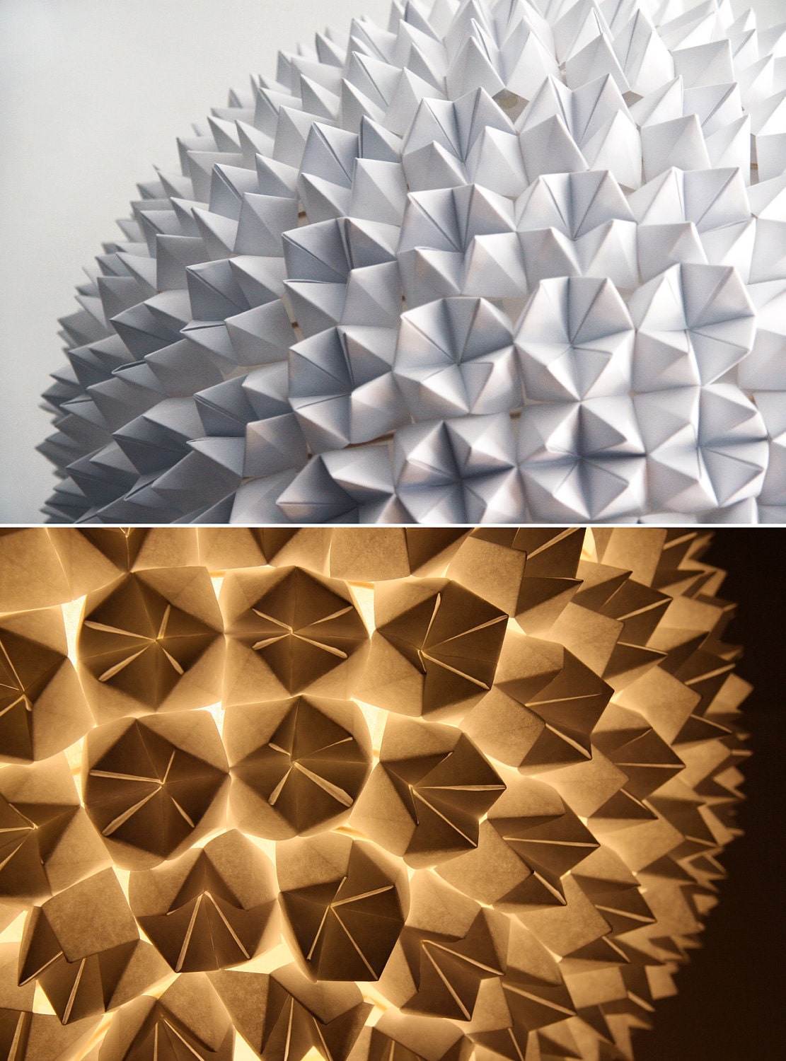 RESERVED FOR tanxiaoyue - CUSTOM 24 inch Large Faceted Pendant Light - White Folded Paper Hanging Sphere Lamp