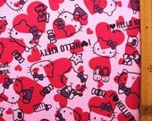 Hello kitty cotton fabric half yard Hot pink with cute hart color Japanese fabric