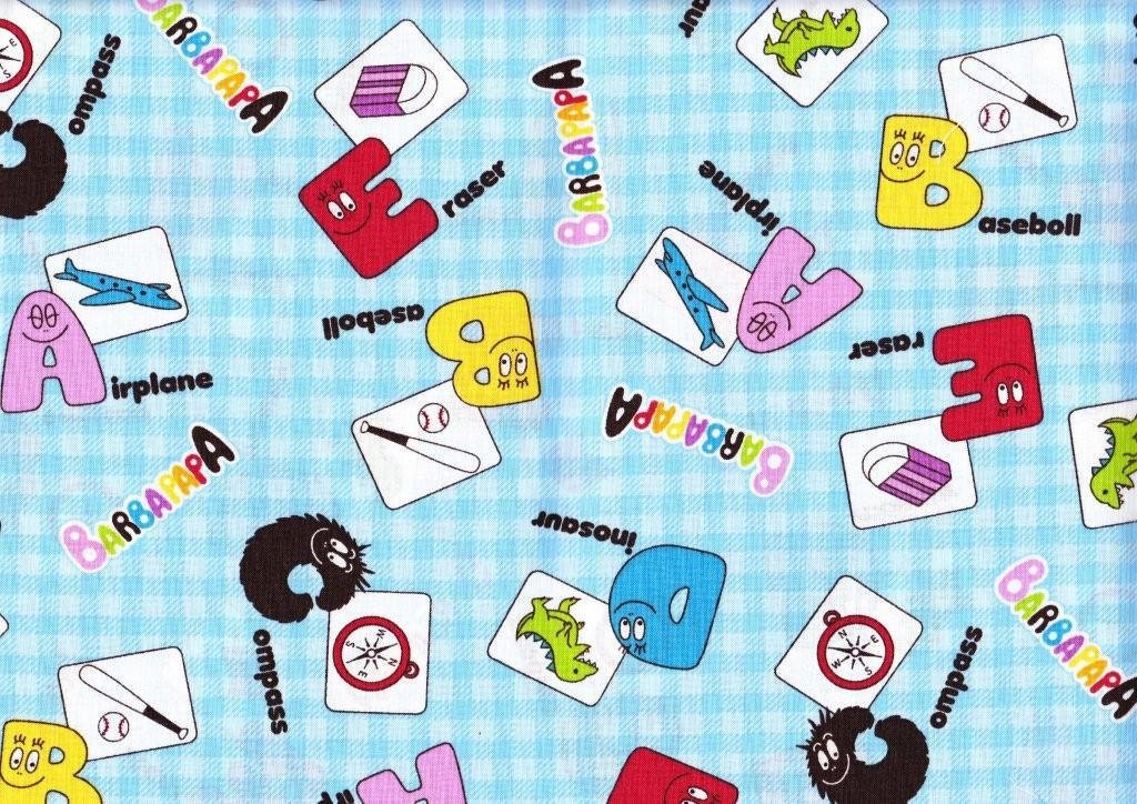Barbapapa fabric half  yard blue color