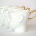 Doll head cups - coffee mug, white and gold porcelain ceramic mug, set of four