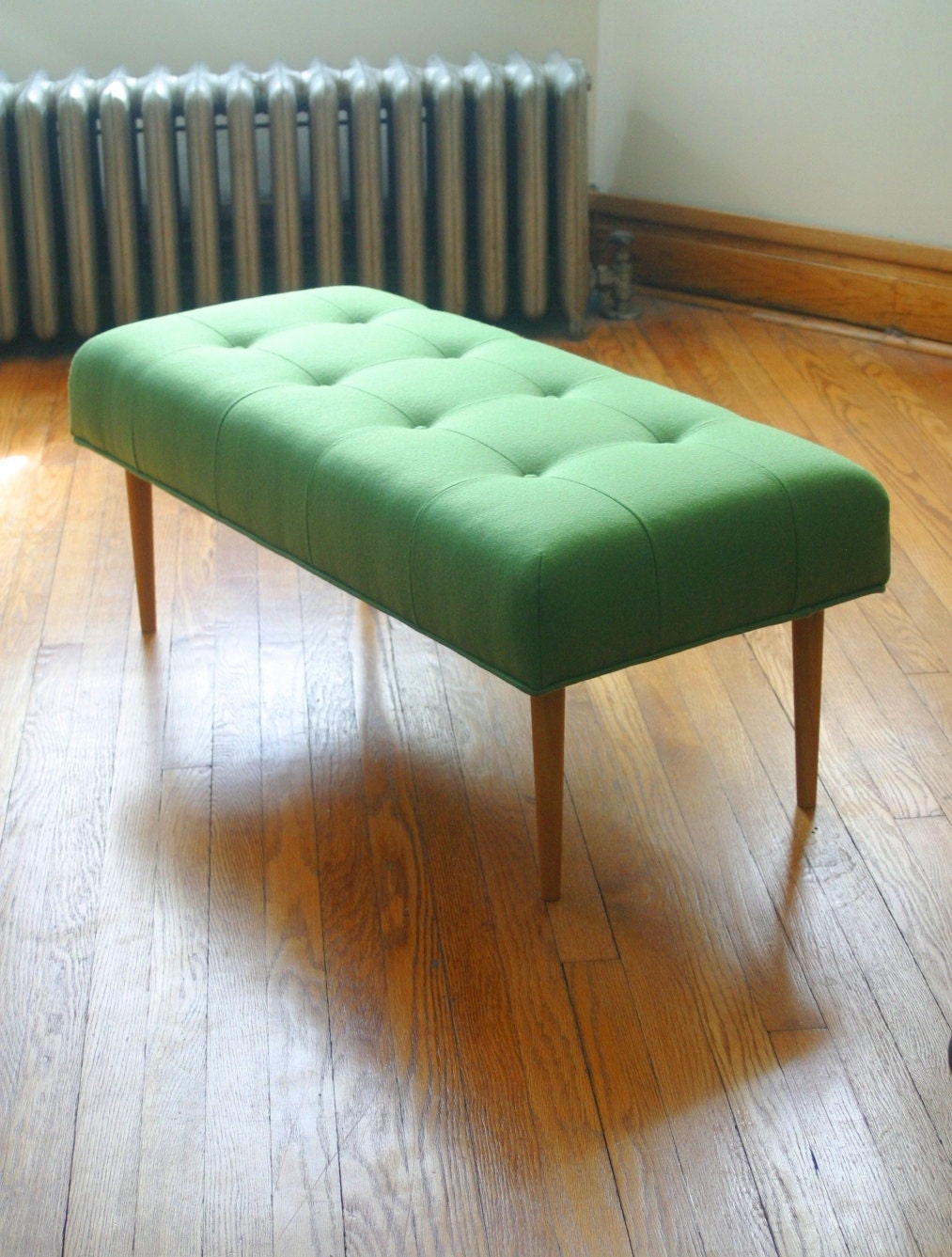 Modern bench in Knoll upholstery (green)