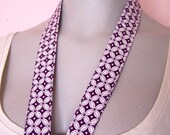 Purple Badge ID Lanyard, Fabric Neck Lanyard, Purple and White Geometric Pattern