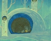 7.5x10" Sleeping in Shifts Watercolour Gouache Ink Painting Illustration Art Giclee Print