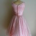 Vintage 1950s Dress Embroidered Pink Party Dress